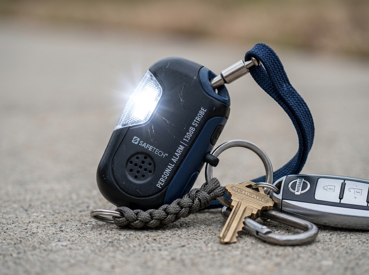 personal safety alarm on a keychain - affordable safety gear travel
