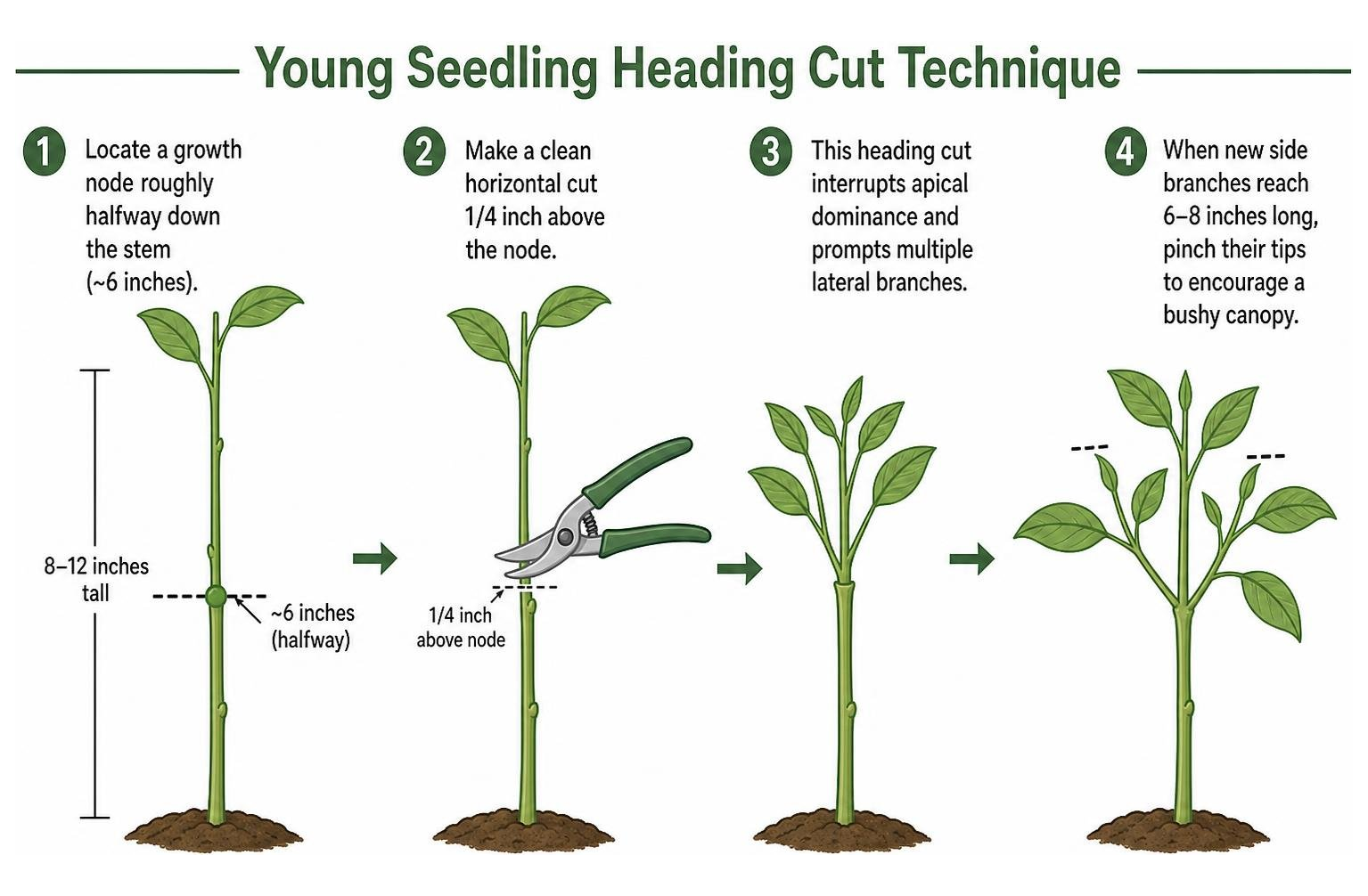 Young seedling heading cut technique Young seedling heading cut technique