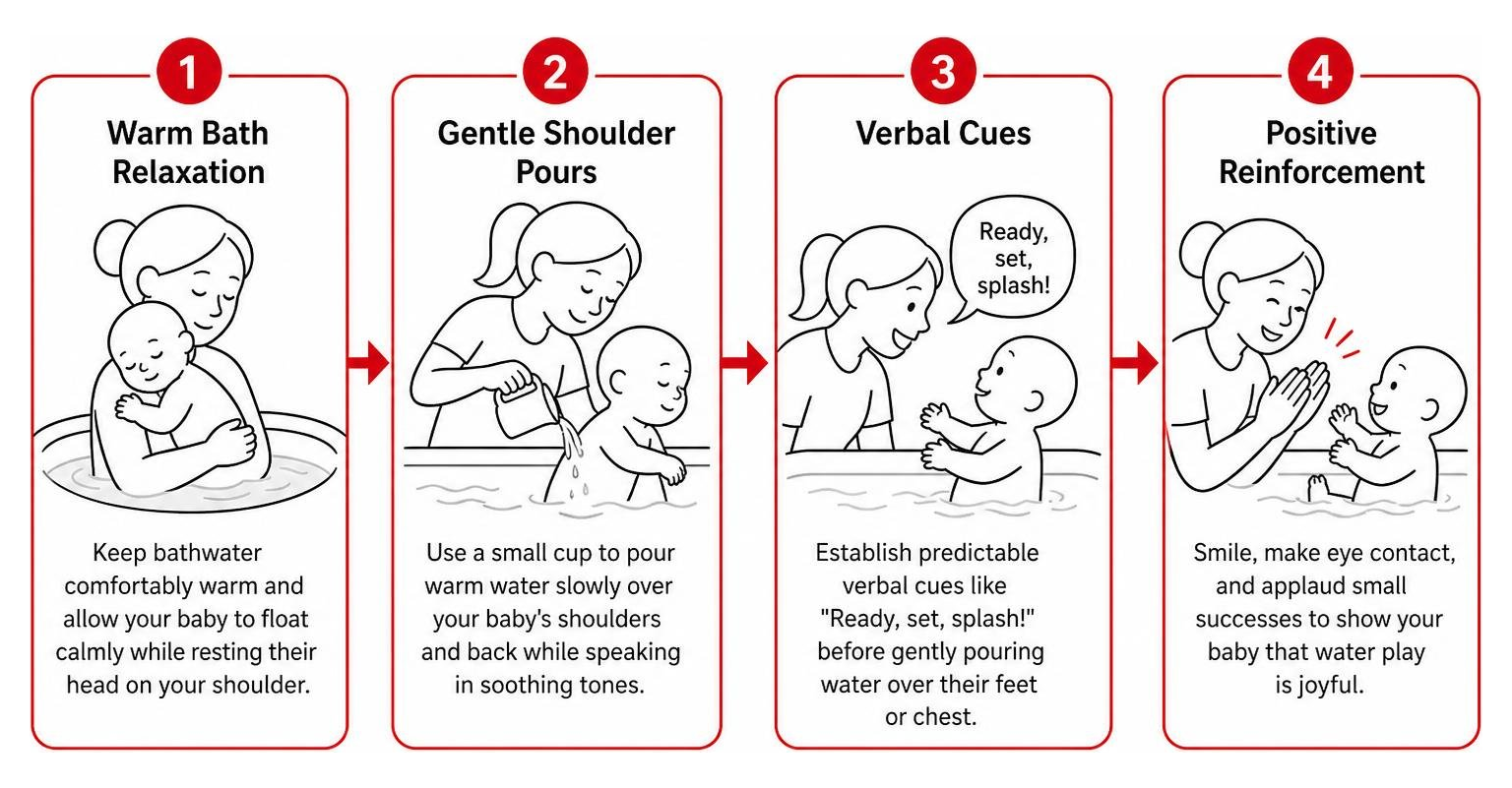Home bath preparation process for gentle infant water adaptation Home bath preparation process for gentle infant water adaptation