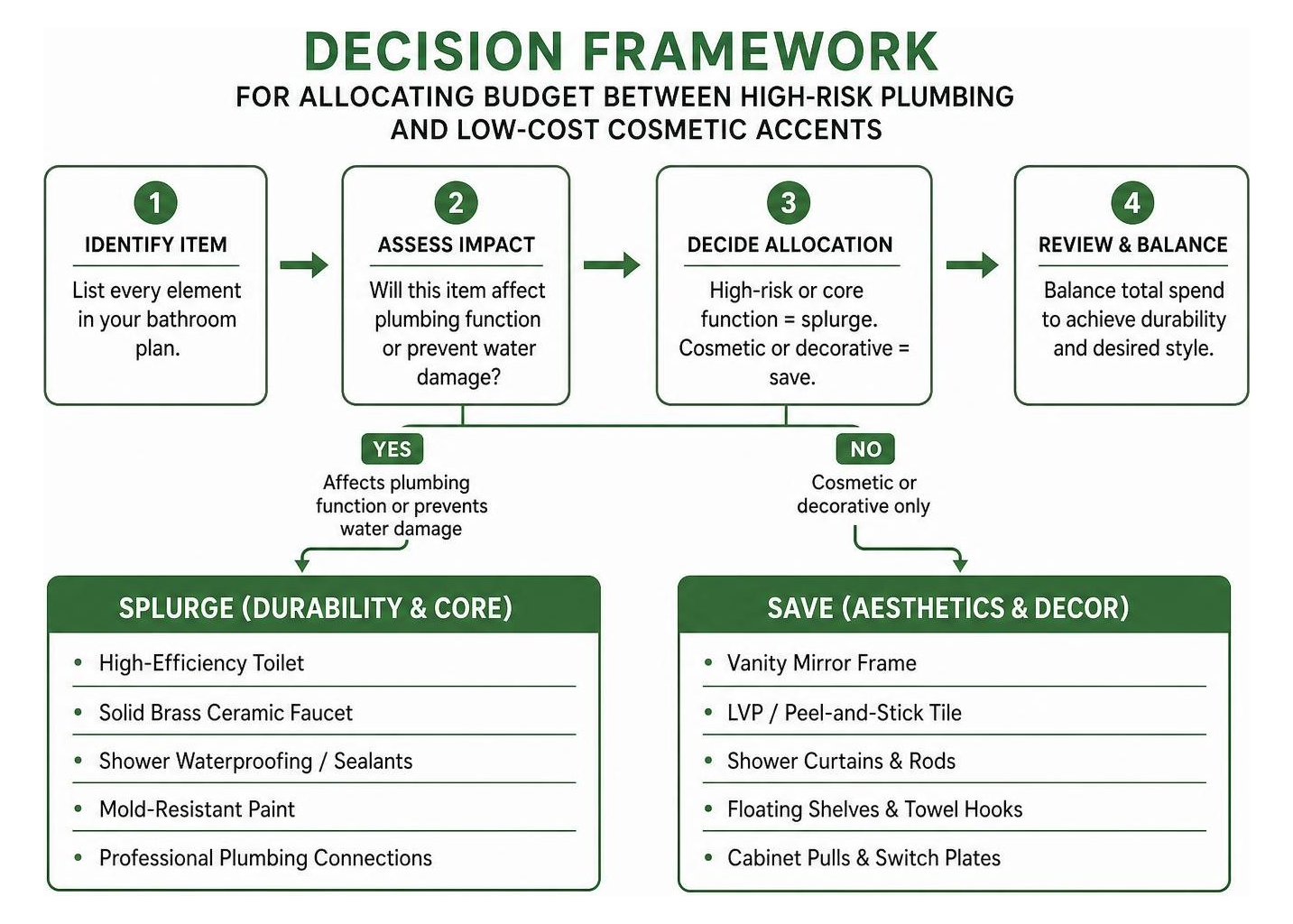 Decision framework for allocating budget between high-risk plumbing and low-cost cosmetic accents
