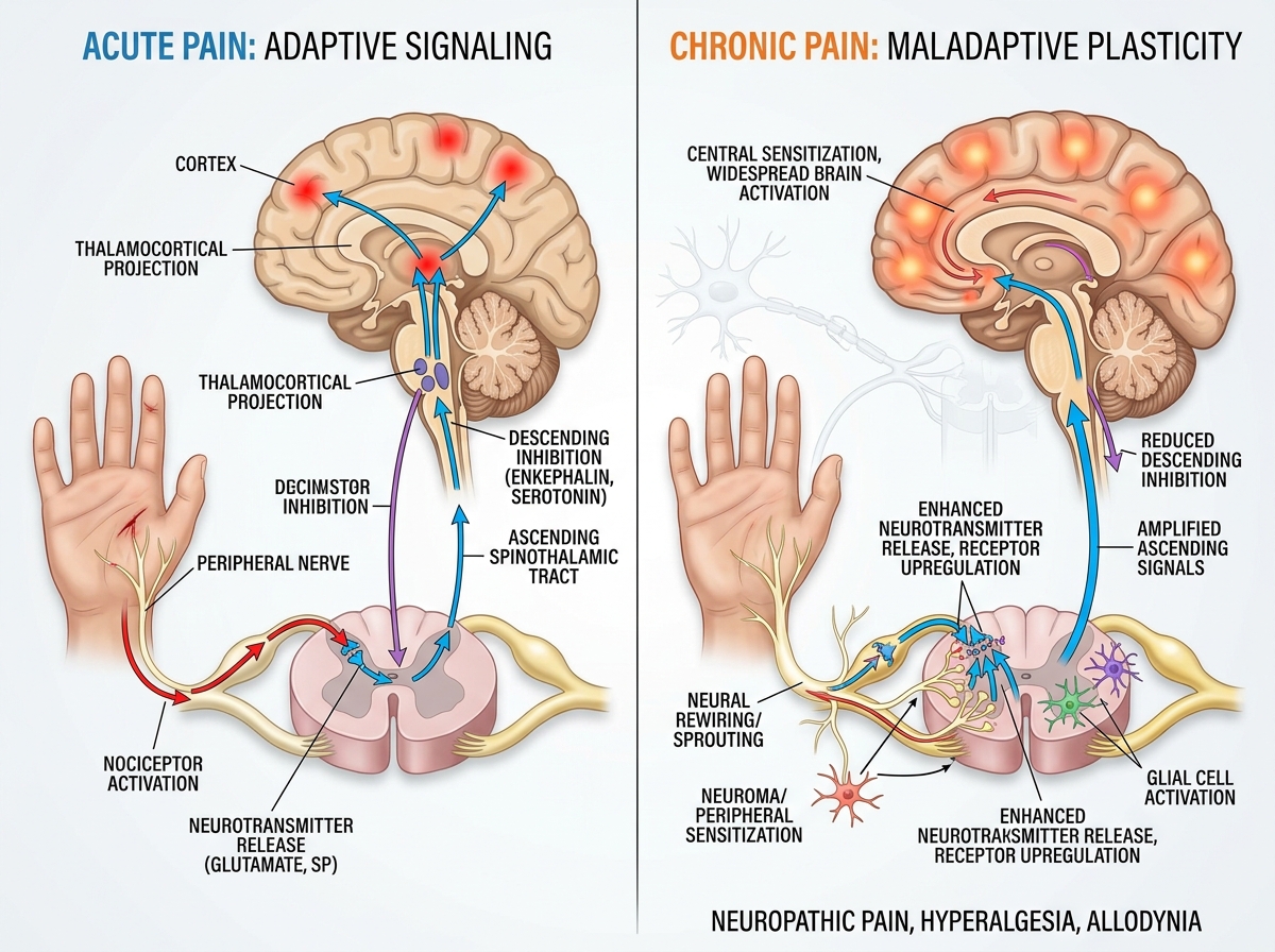 Nerve signaling comparison: Acute vs Chronic - acute pain treatment Nerve signaling comparison: Acute vs Chronic - acute pain treatment