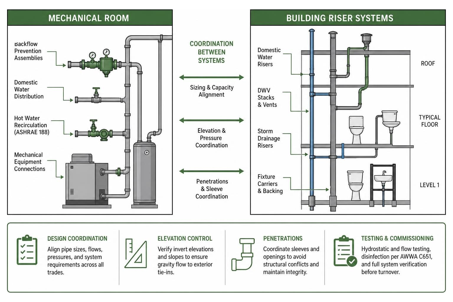 commercial plumbing mechanical room and riser coordination commercial plumbing mechanical room and riser coordination