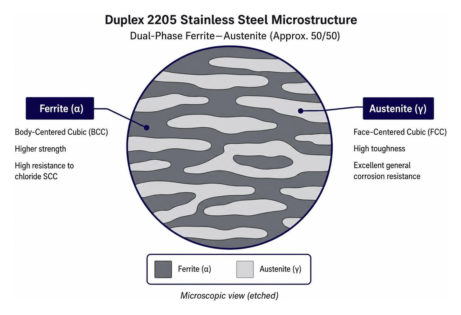 microscopic view of the dual-phase ferrite-austenite microstructure microscopic view of the dual-phase ferrite-austenite microstructure