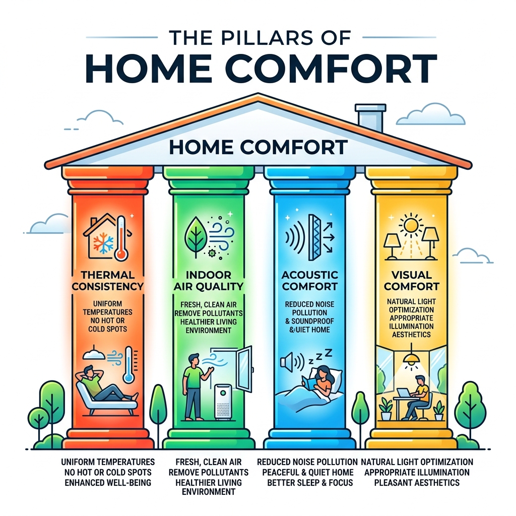 The Pillars of Home Comfort - real estate and home comfort infographic 