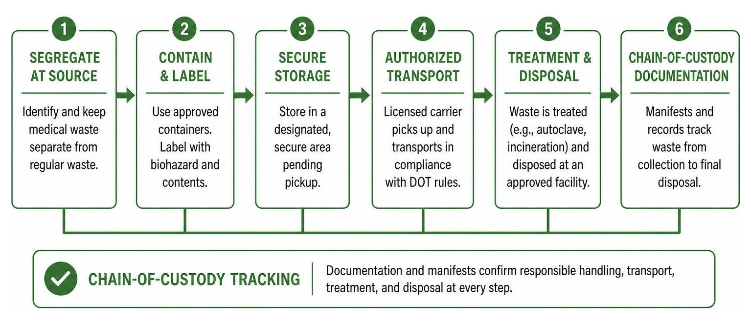 Medical waste compliance workflow: collection to chain-of-custody tracking Medical waste compliance workflow: collection to chain-of-custody tracking