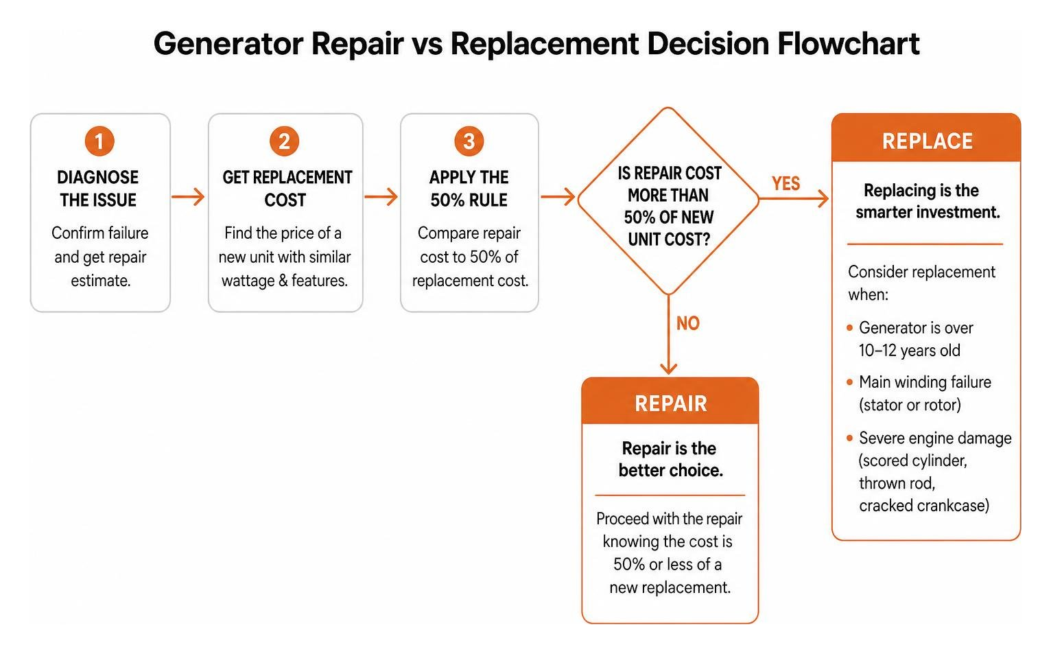Generator Repair vs Replacement Decision Flowchart