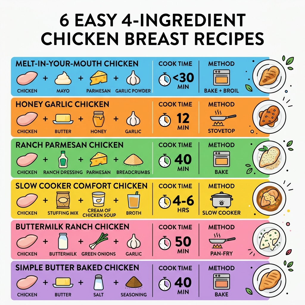 6 easy 4 ingredient chicken breast recipes with cook times and methods compared - easy 4 ingredient chicken breast recipes 6 easy 4 ingredient chicken breast recipes with cook times and methods compared - easy 4 ingredient chicken breast recipes
