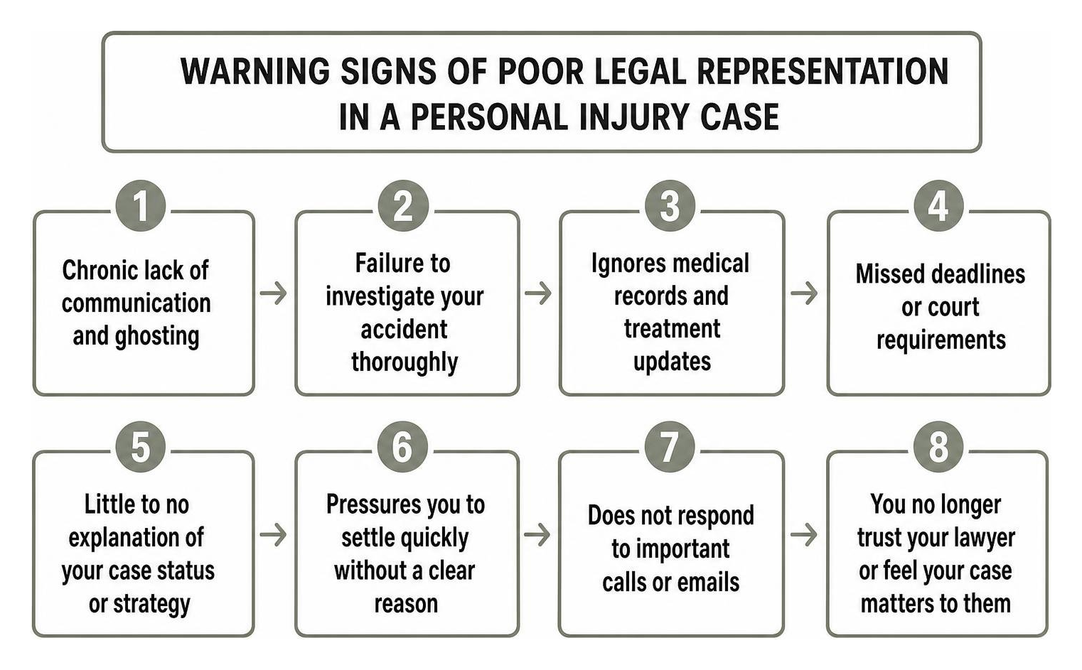 Warning signs of poor legal representation in a personal injury case Warning signs of poor legal representation in a personal injury case