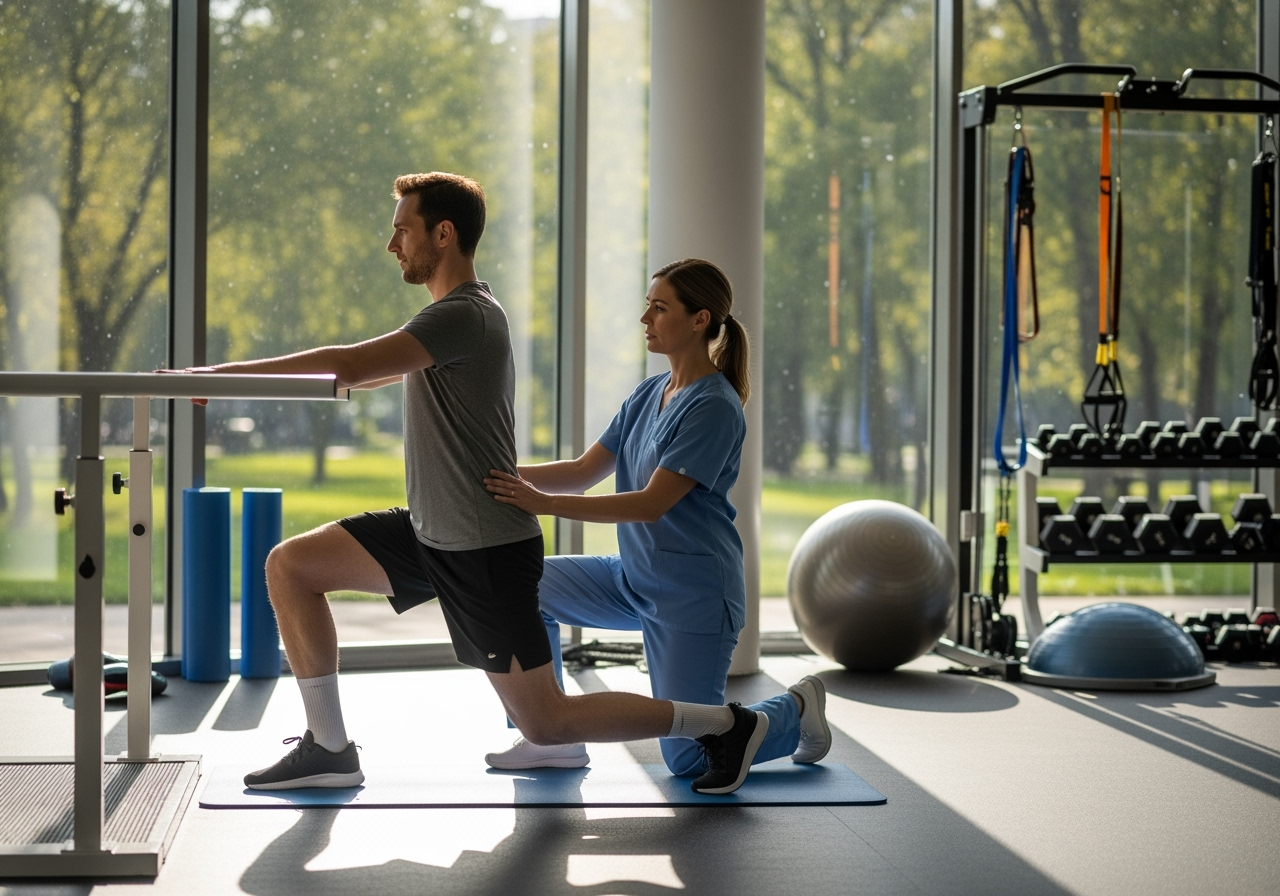person engaging in physical therapy after pain relief - lumbar epidural steroid injection