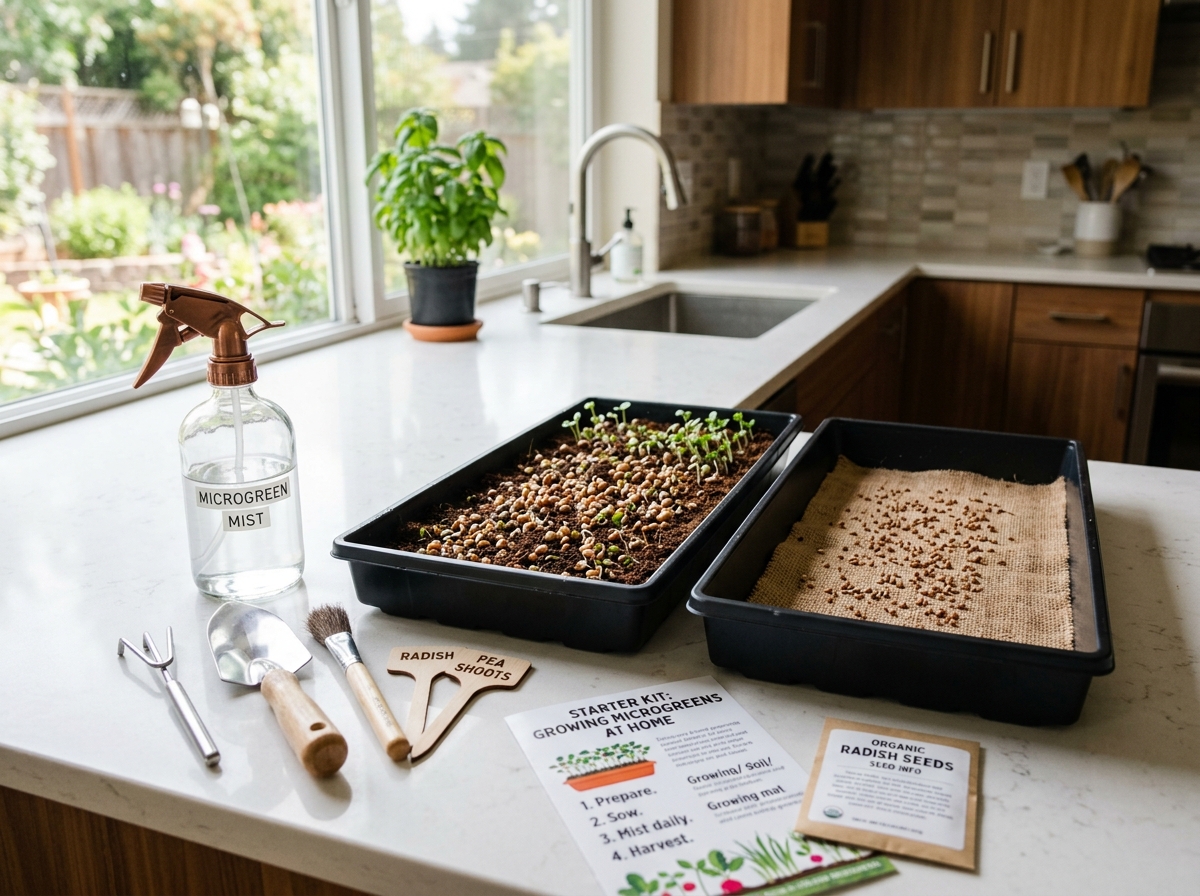 microgreen starter kit with trays and seeds - microgreens grow at home