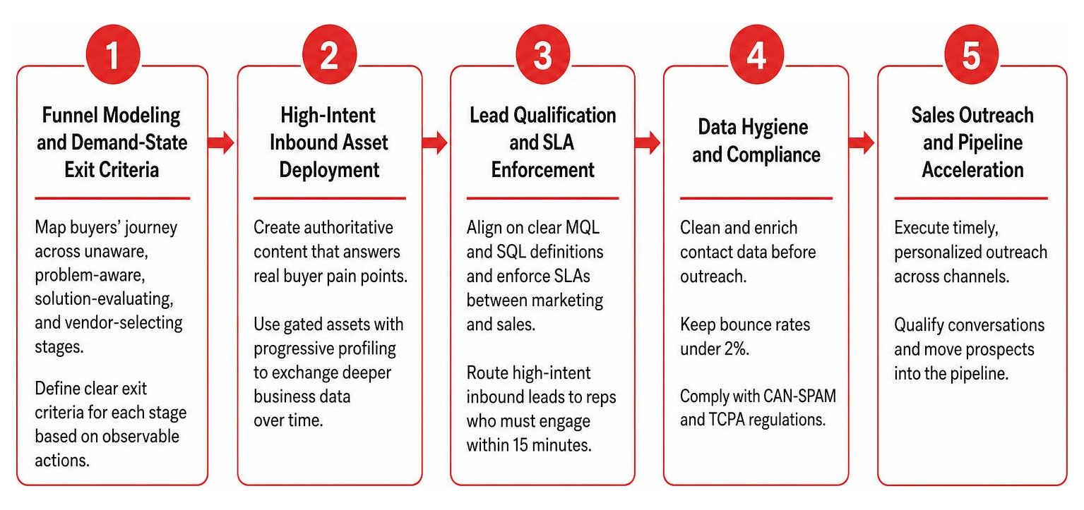 Five-step operational workflow for B2B pipeline generation Five-step operational workflow for B2B pipeline generation