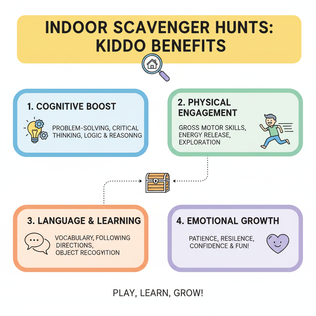 Developmental benefits of indoor scavenger hunts for children infographic - easy indoor scavenger hunt infographic Developmental benefits of indoor scavenger hunts for children infographic - easy indoor scavenger hunt infographic