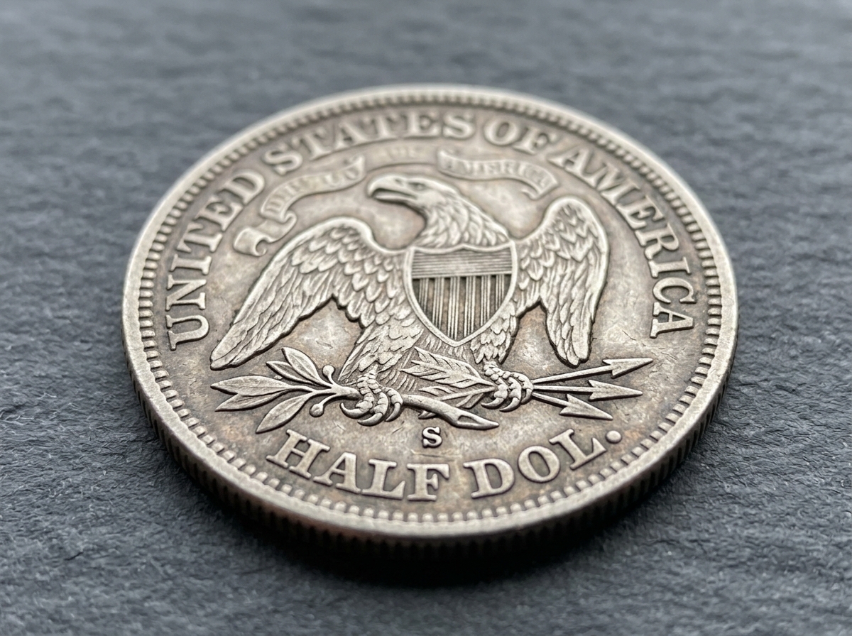 1862-S Half Dollar reverse showing S mint mark - 1862 s half dollar 1862-S Half Dollar reverse showing S mint mark - 1862 s half dollar