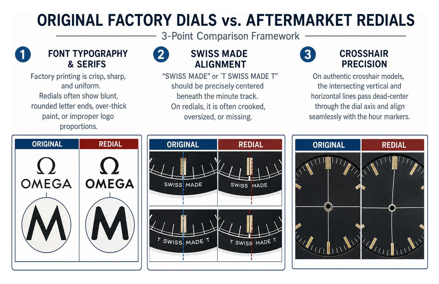 Comparison framework for spotting original factory dials versus aftermarket redials Comparison framework for spotting original factory dials versus aftermarket redials