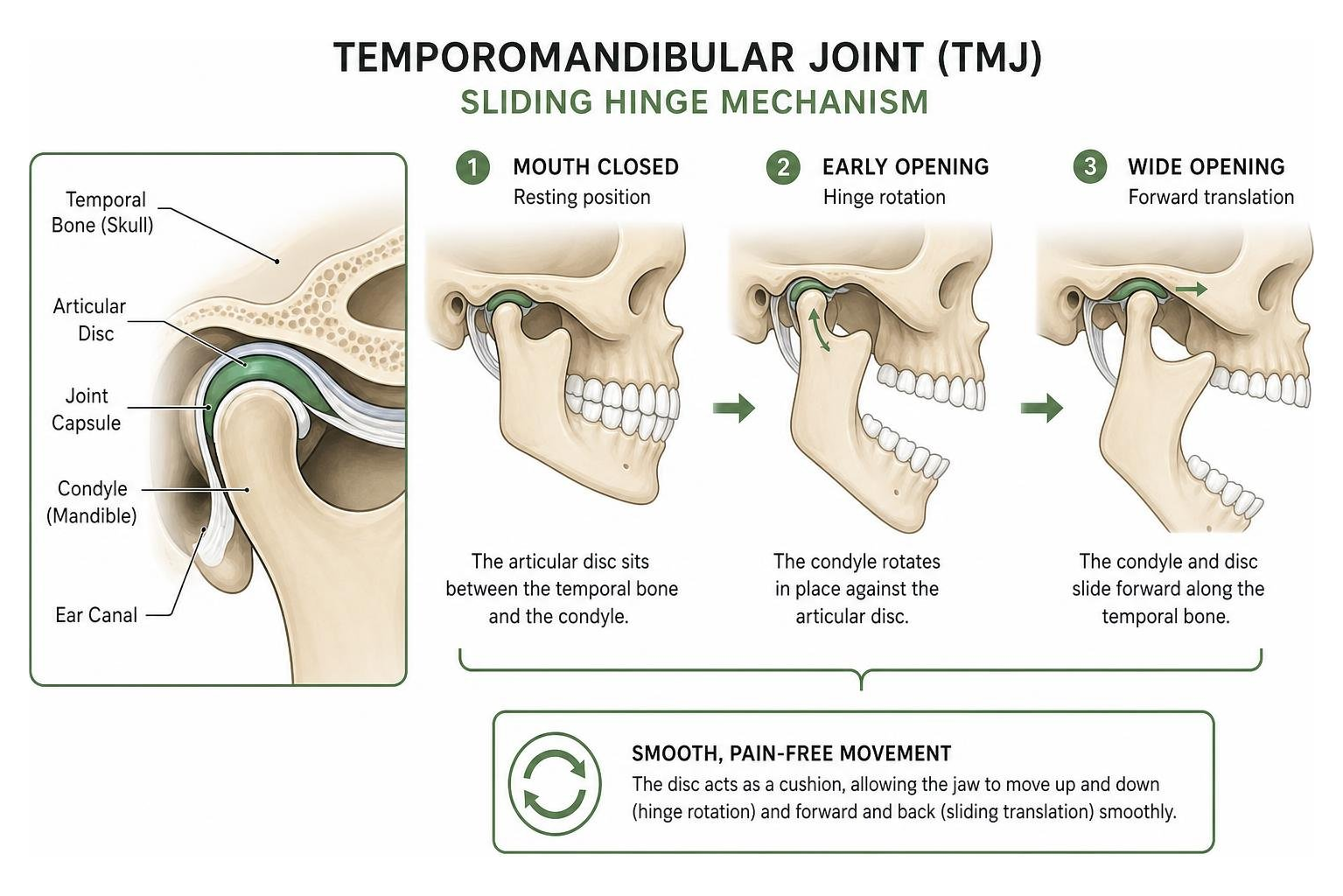 diagram of the temporomandibular joint sliding hinge mechanism