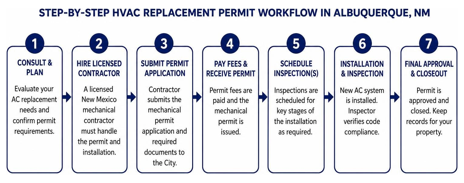 Step-by-step HVAC replacement permit workflow in Albuquerque, NM Step-by-step HVAC replacement permit workflow in Albuquerque, NM