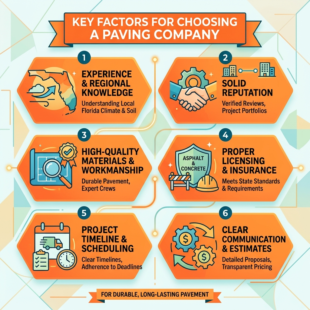 Key factors for choosing a paving company - paving companies in florida infographic Key factors for choosing a paving company - paving companies in florida infographic