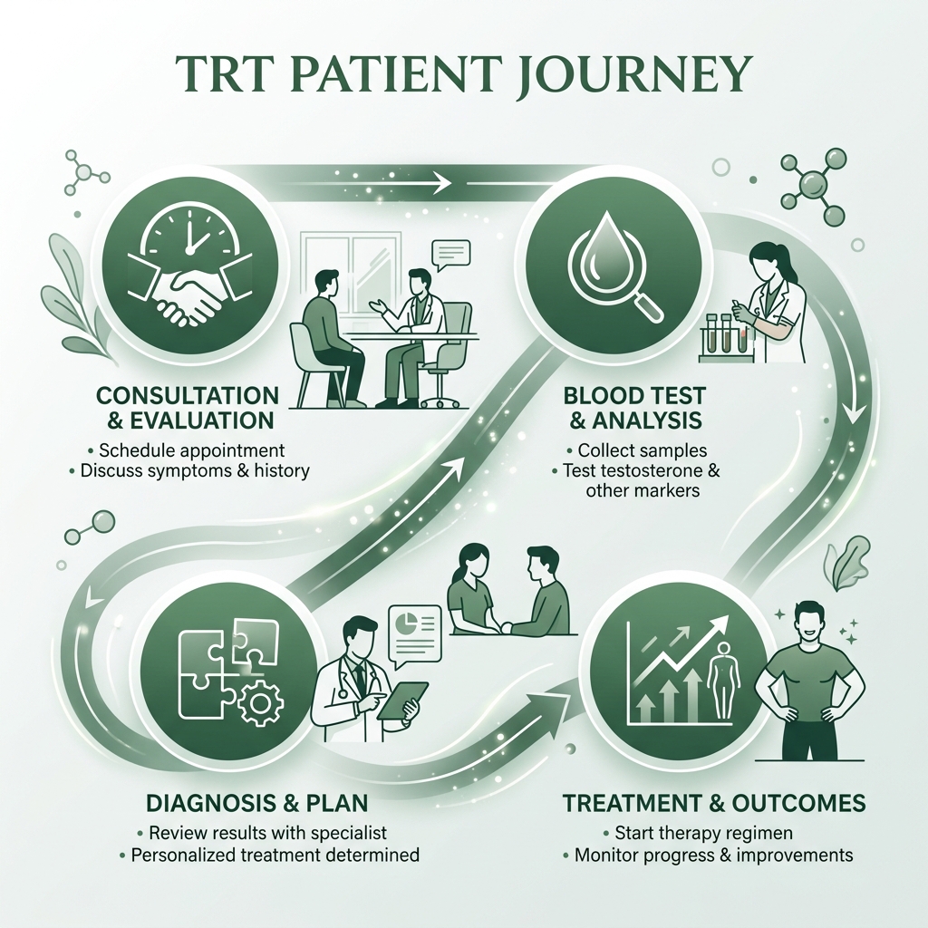 TRT patient journey from consultation to results — blood test, diagnosis, treatment, and outcomes - trt consultation TRT patient journey from consultation to results — blood test, diagnosis, treatment, and outcomes - trt consultation