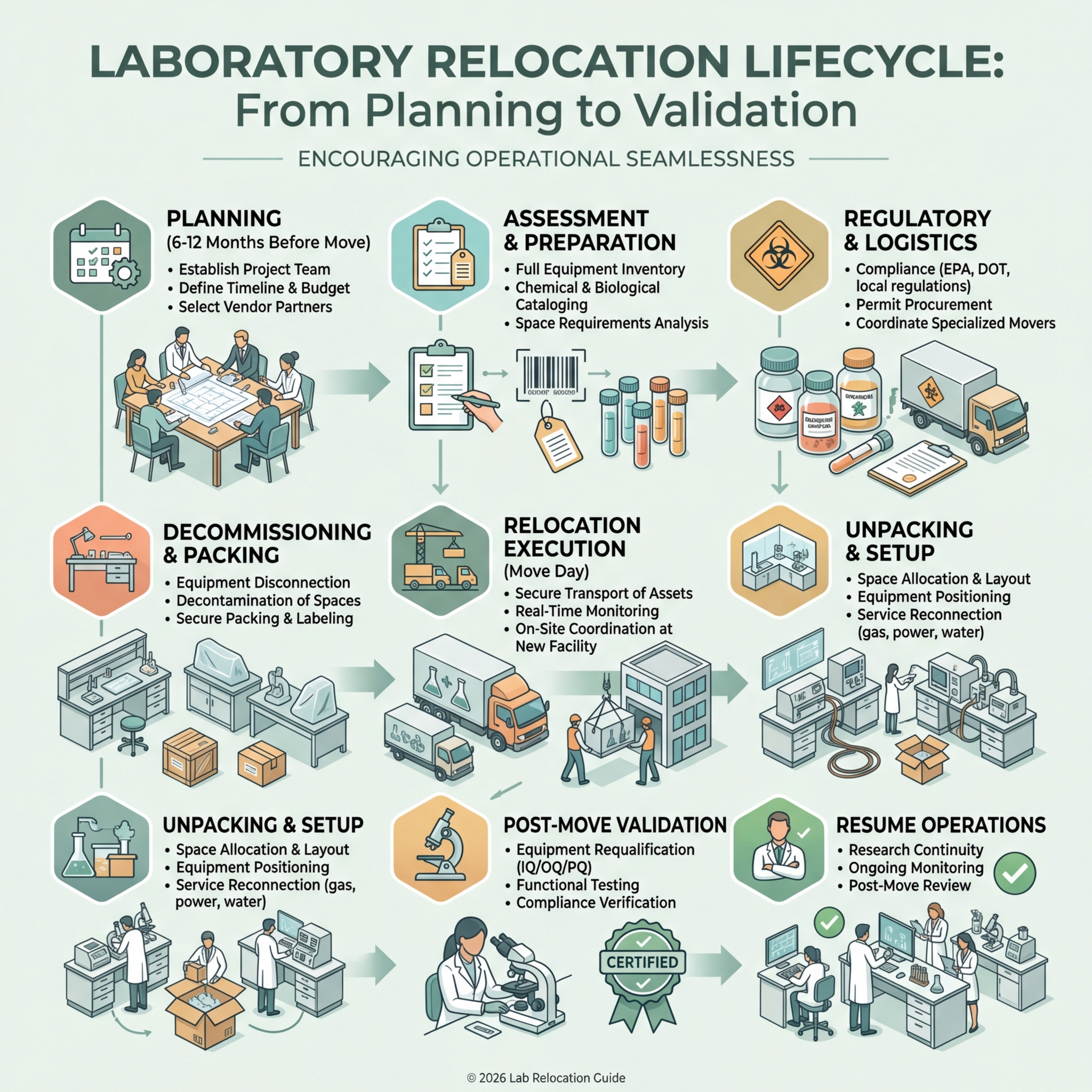Laboratory relocation lifecycle from planning through post-move validation - lab relocations for laboratory management Laboratory relocation lifecycle from planning through post-move validation - lab relocations for laboratory management