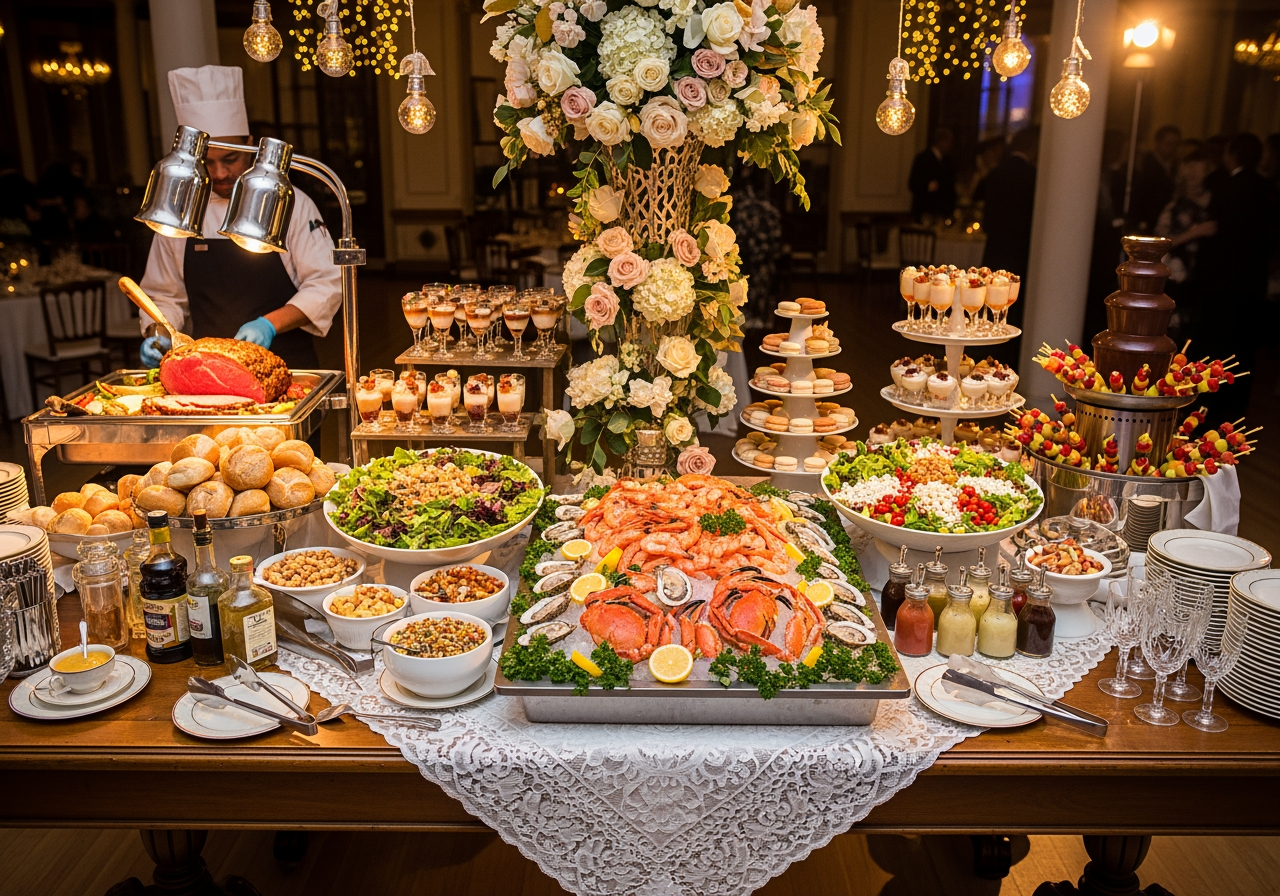 stunning wedding reception food station - cater