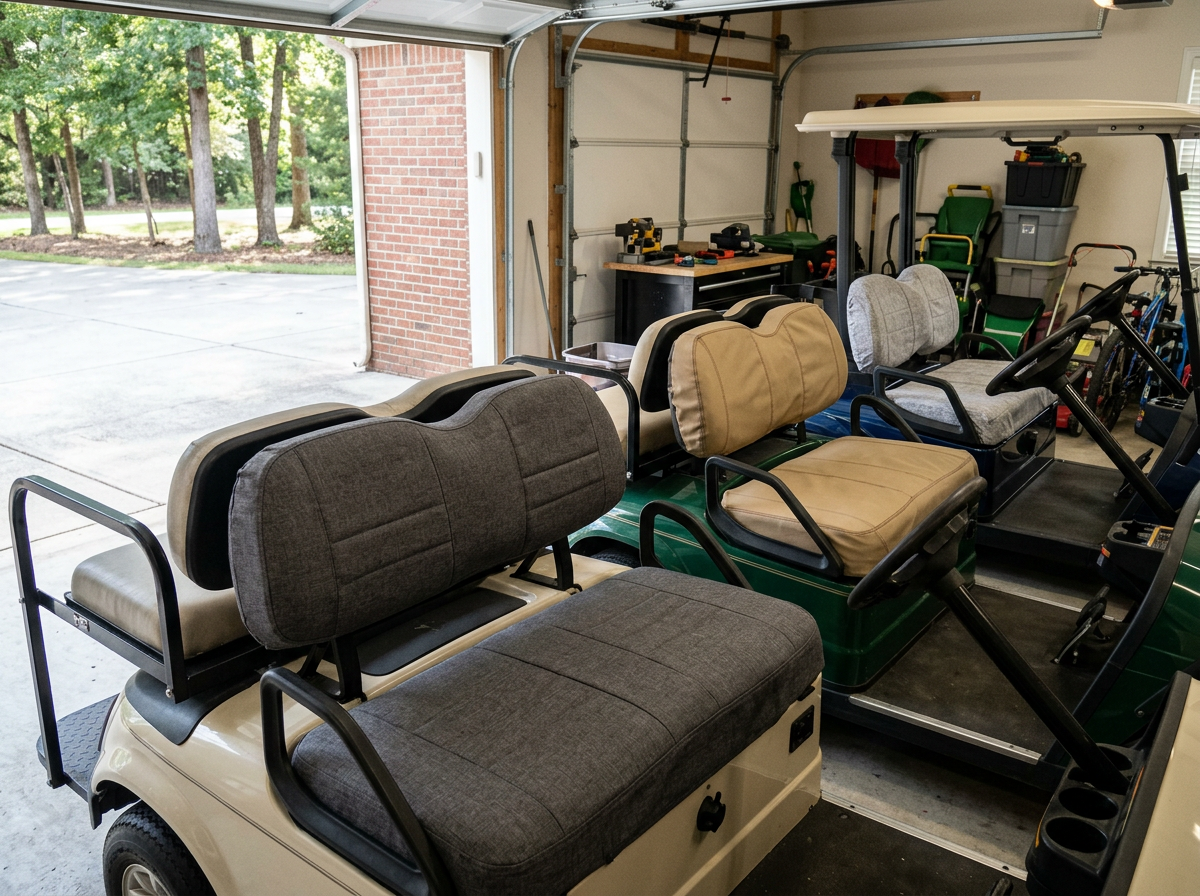Golf cart seat cover fitment for Club Car E-Z-GO TXT and Yamaha seats