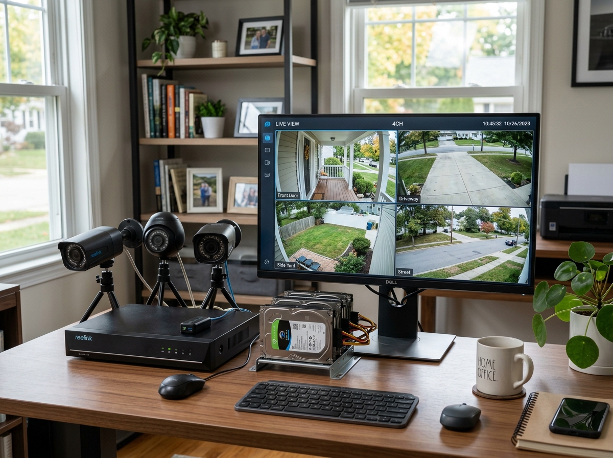 High-definition NVR system with multiple cameras and local storage - alarm system with video surveillance High-definition NVR system with multiple cameras and local storage - alarm system with video surveillance
