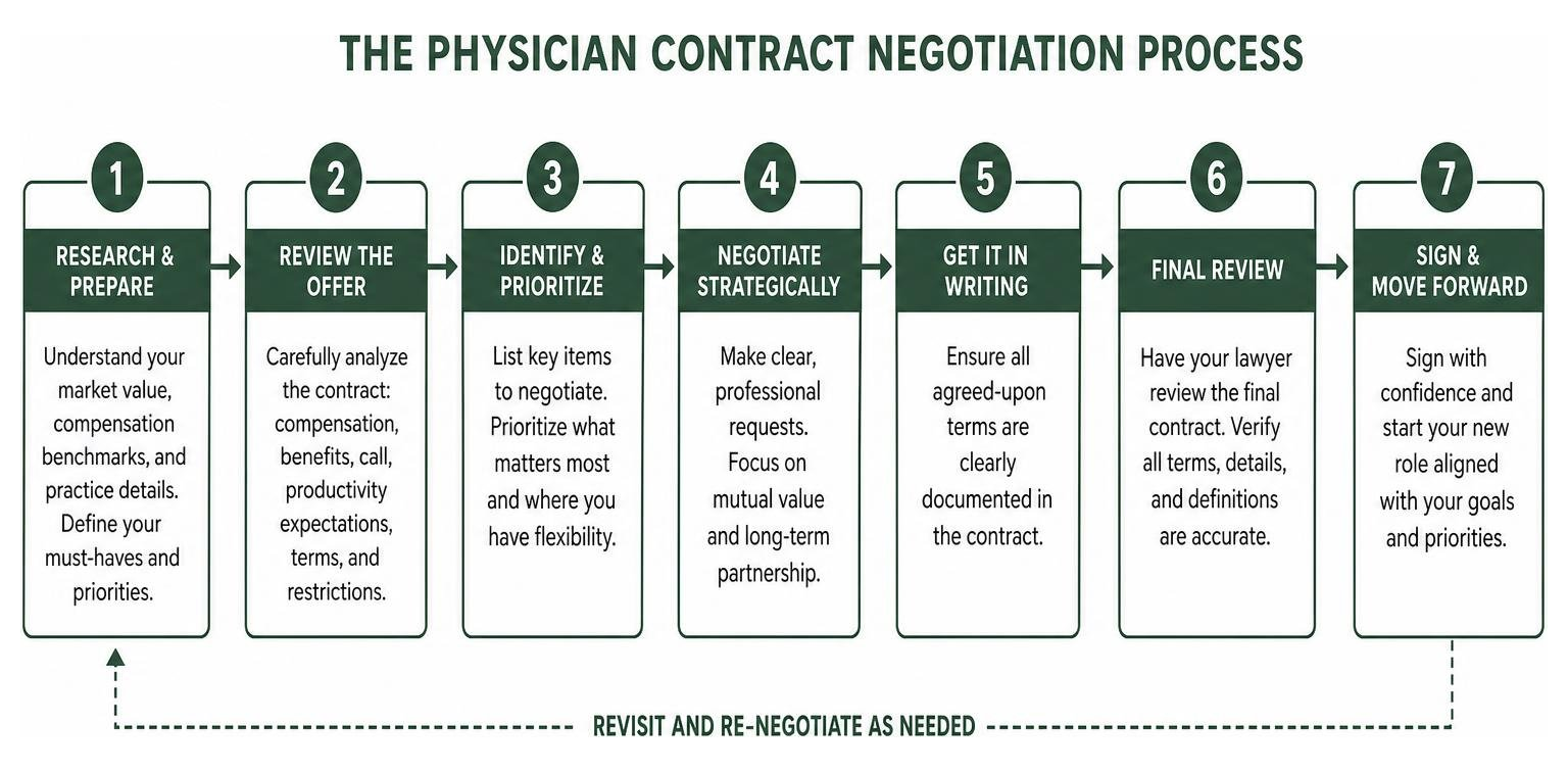 The physician contract negotiation process flowchart The physician contract negotiation process flowchart