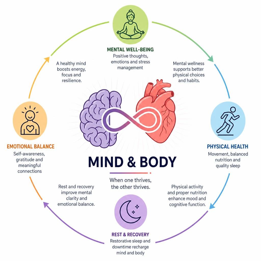 infographic explaining the connection between mind and body infographic