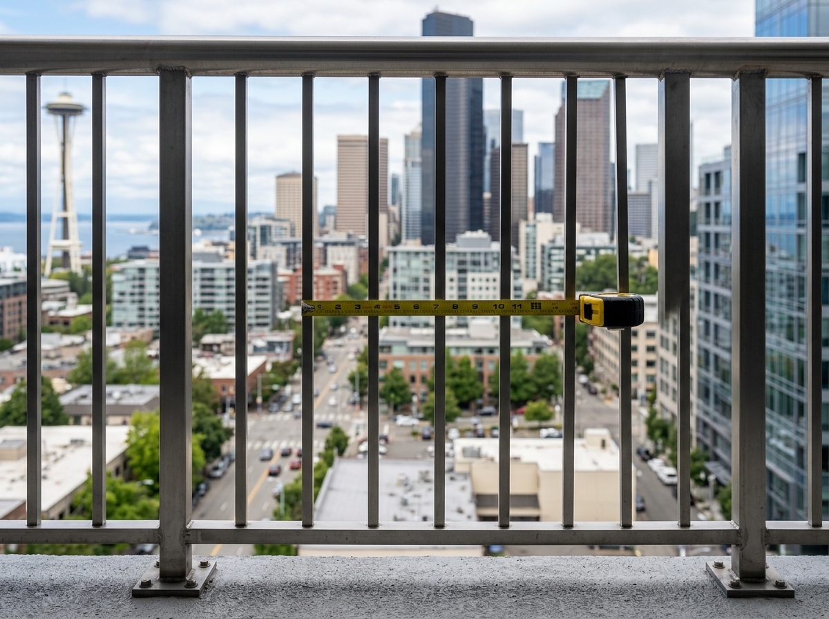 narrow baluster spacing for child safety - minimalist balcony railing ideas