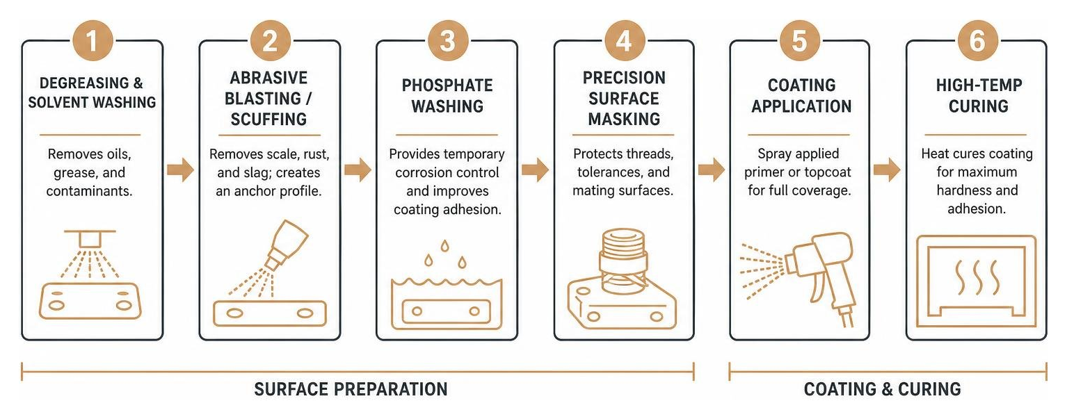 Industrial surface preparation process timeline diagram Industrial surface preparation process timeline diagram