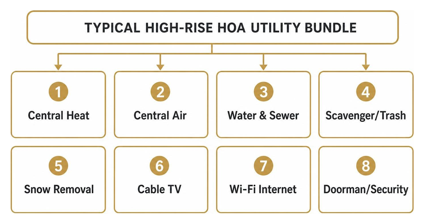 High-rise HOA fee utility bundle diagram High-rise HOA fee utility bundle diagram