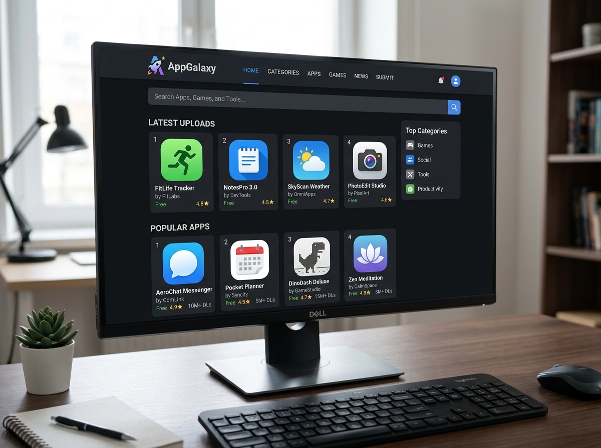 The APKMirror homepage showing latest uploads and popular apps - apkmirror store