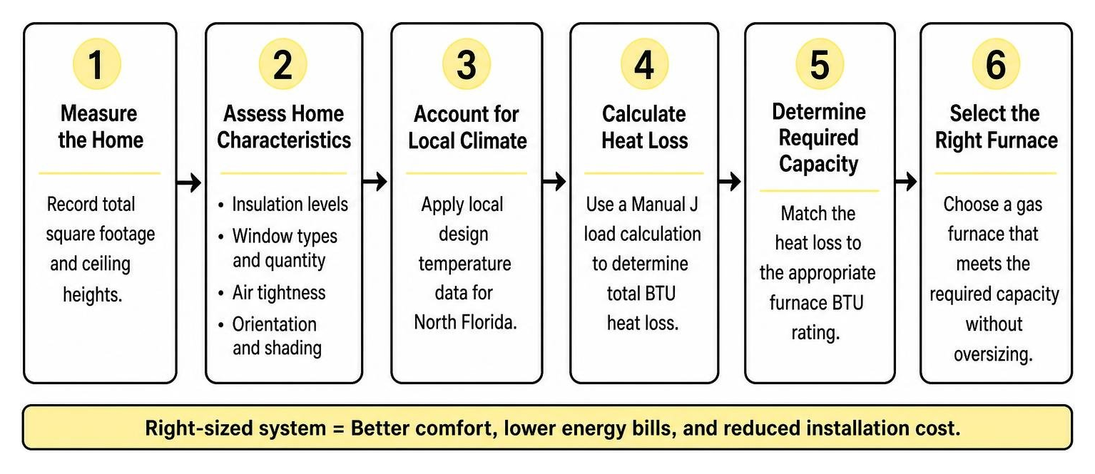 diagram showing the step-by-step process of sizing a home and calculating the correct gas furnace capacity diagram showing the step-by-step process of sizing a home and calculating the correct gas furnace capacity