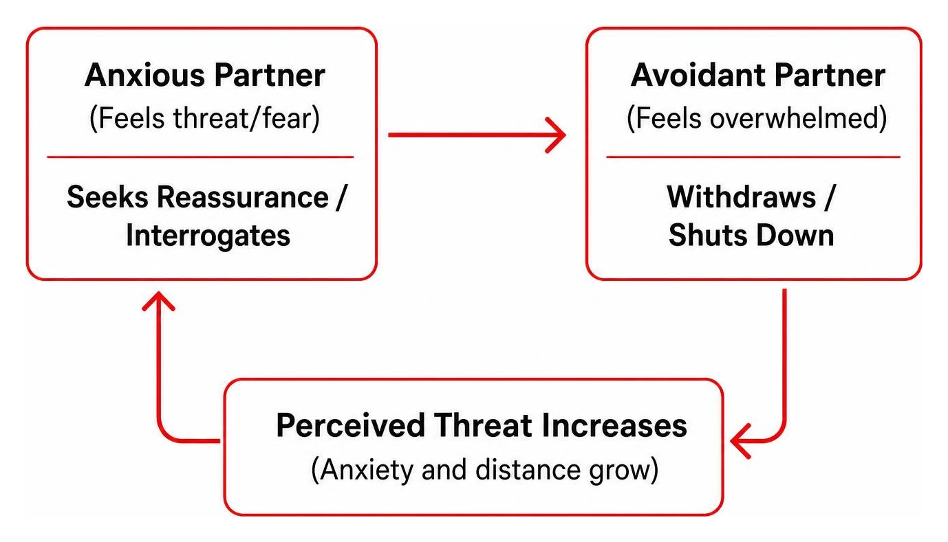 Diagram of the cycle between reassurance seeking and emotional withdrawal