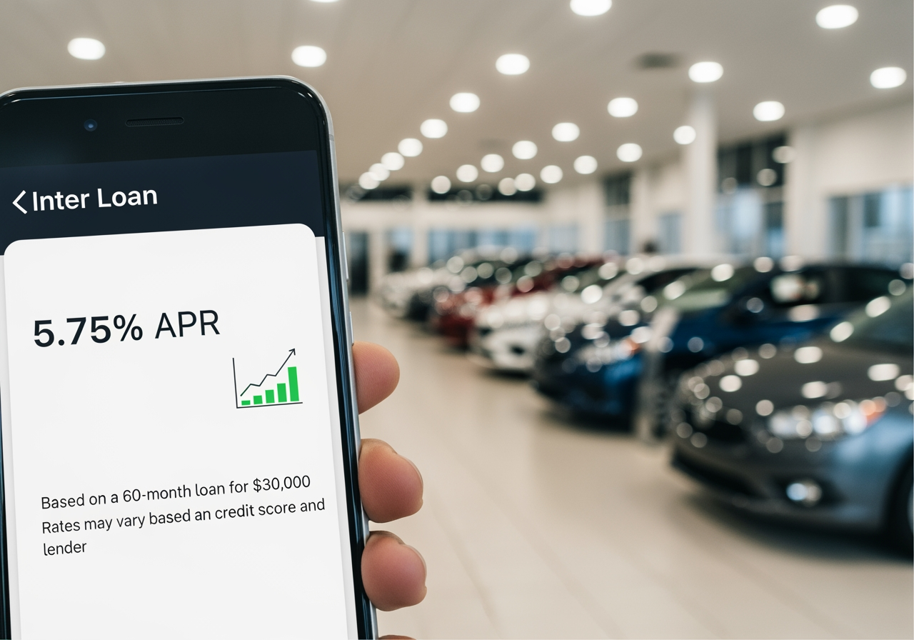 illustrating a car title document with a loan stamp - current car loan rates