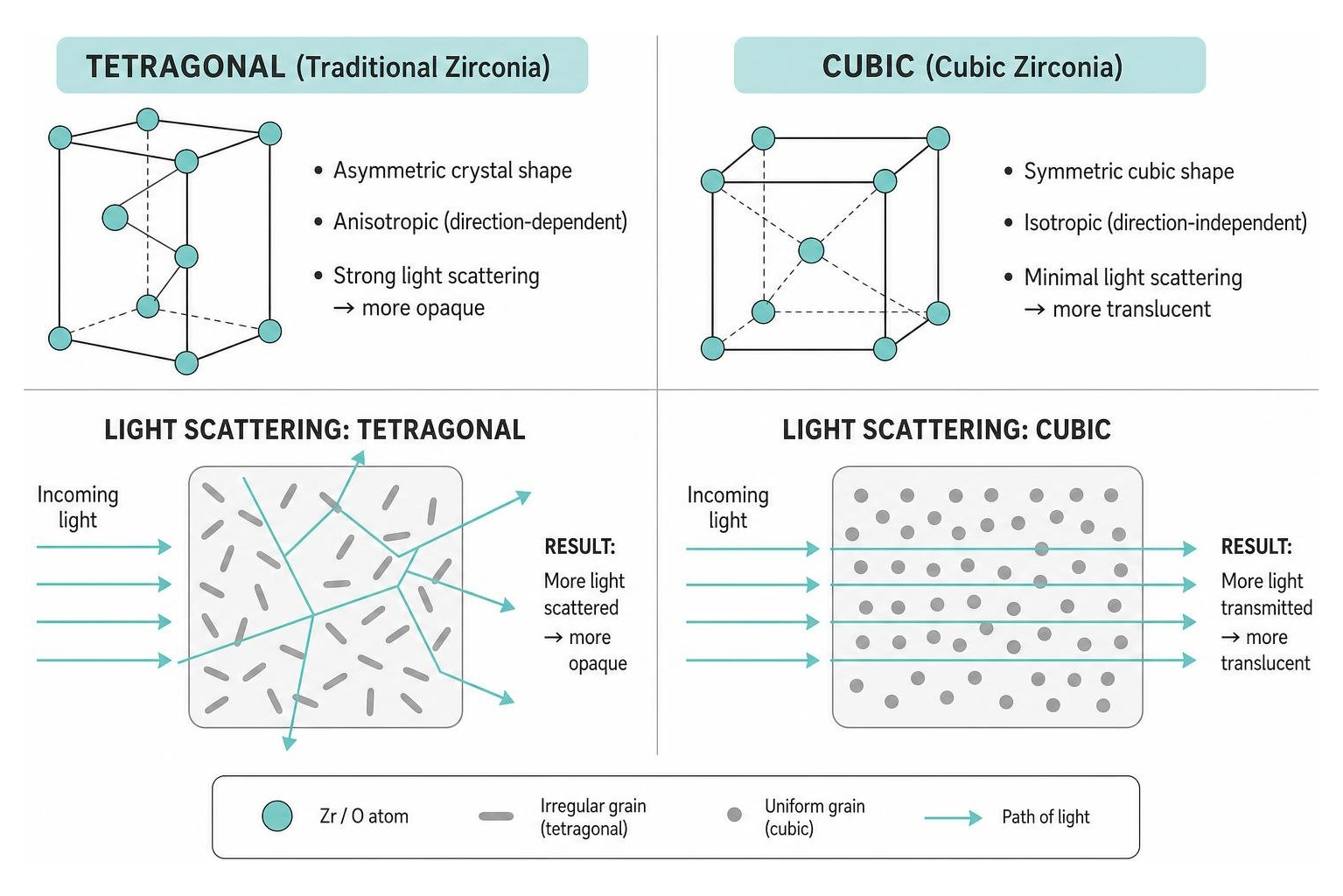 Comparison of light scattering in tetragonal versus cubic crystal structures Comparison of light scattering in tetragonal versus cubic crystal structures