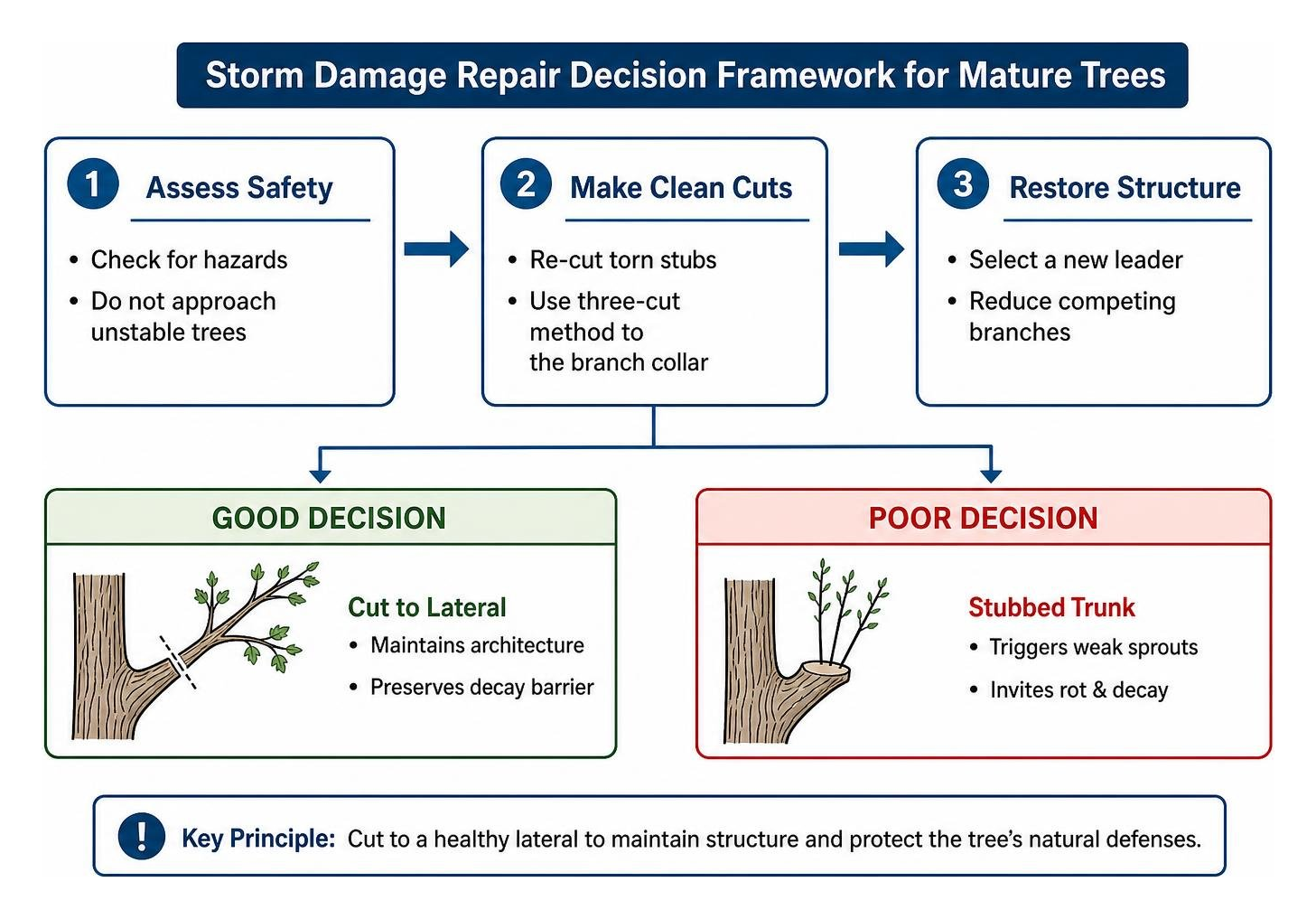 Storm damage repair decision framework for mature trees