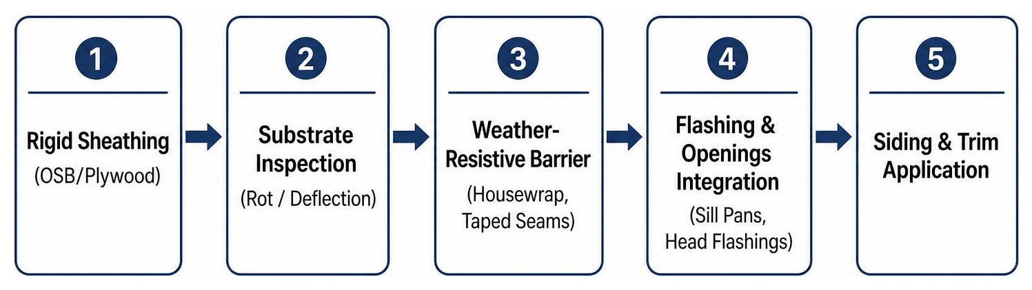 Substrate preparation workflow for vinyl siding Substrate preparation workflow for vinyl siding