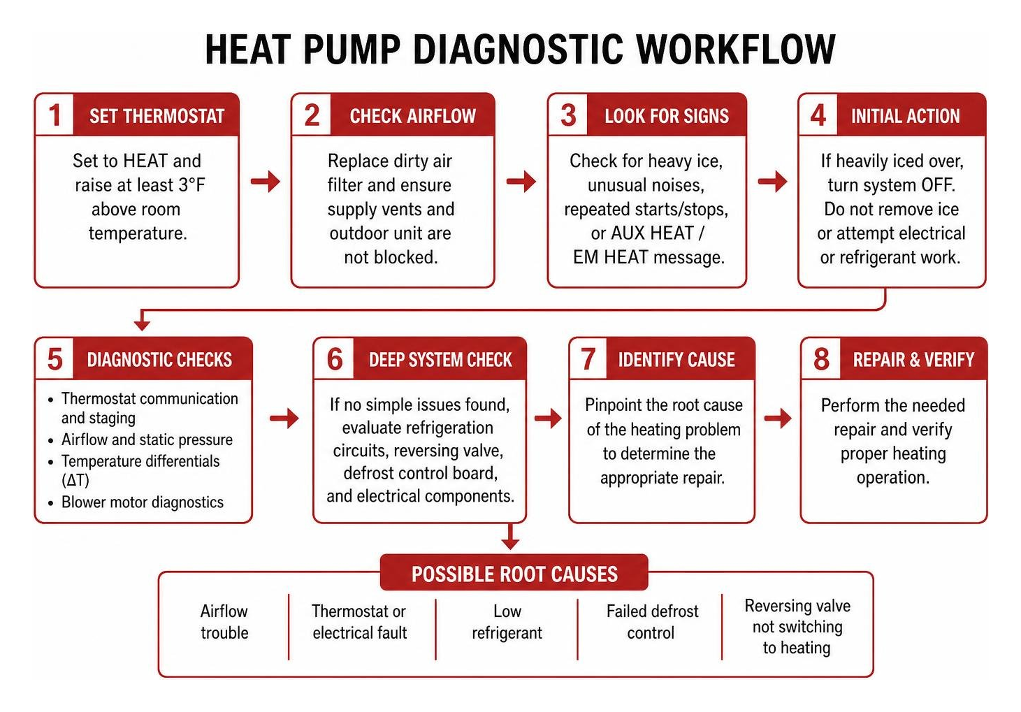 Heat pump diagnostic workflow