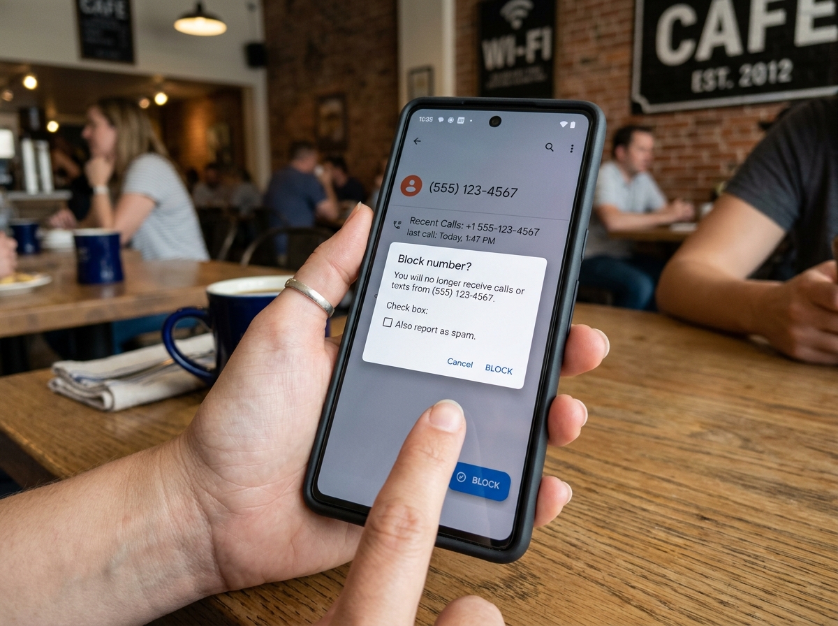 user blocking a phone number on a smartphone - penndot text scam user blocking a phone number on a smartphone - penndot text scam