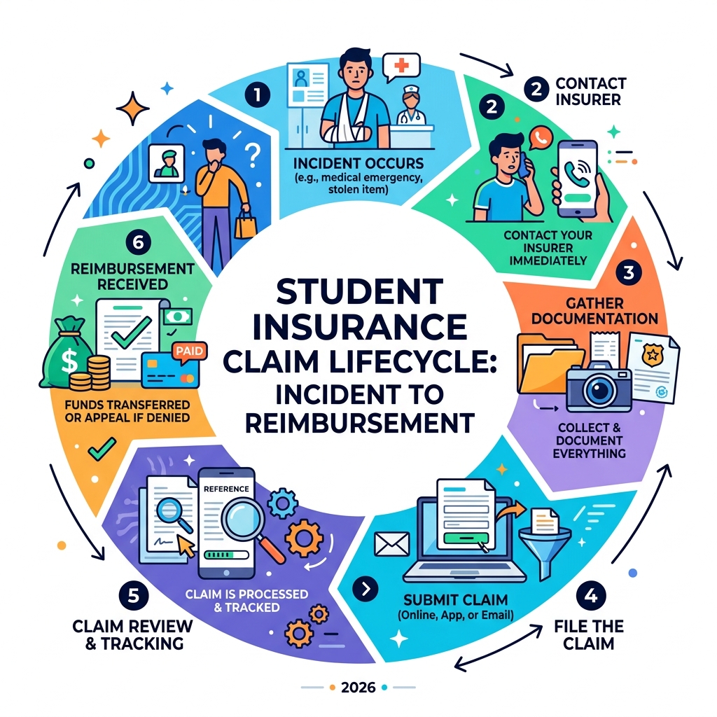 Student insurance claim lifecycle from incident to reimbursement infographic - insurance claim student abroad infographic Student insurance claim lifecycle from incident to reimbursement infographic - insurance claim student abroad infographic