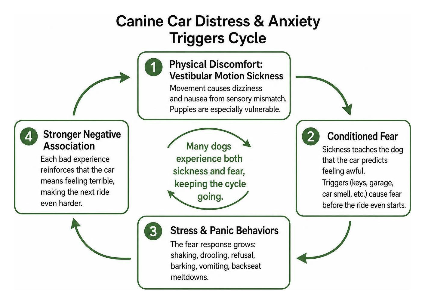 Canine car distress and anxiety triggers cycle diagram Canine car distress and anxiety triggers cycle diagram
