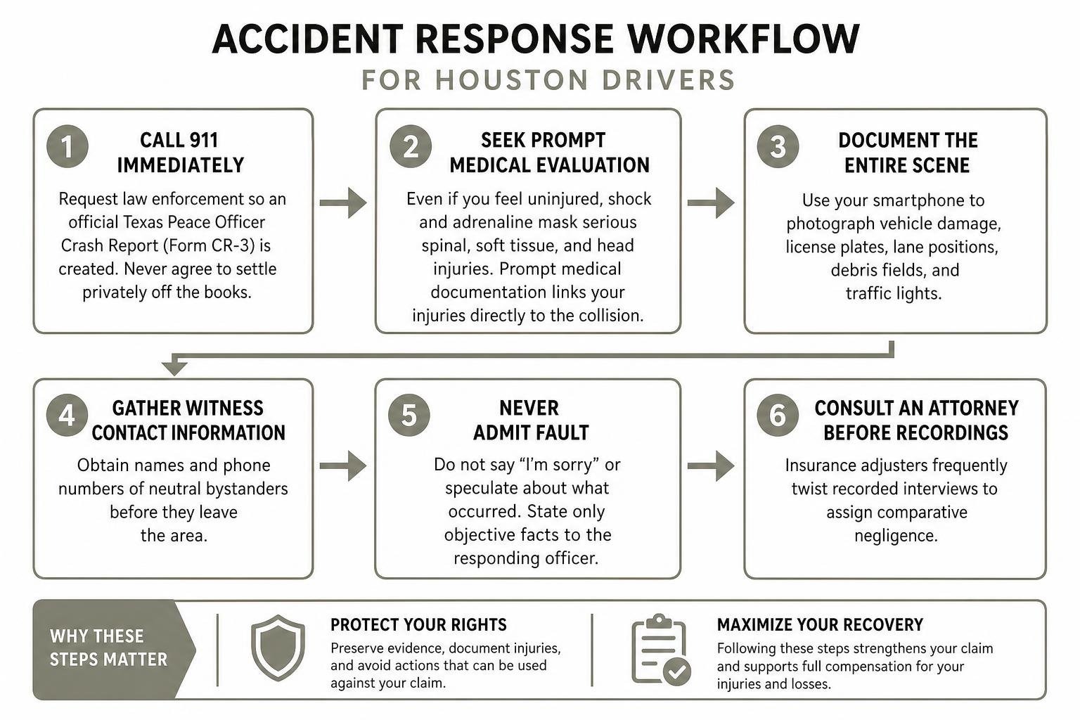 Accident response workflow for Houston drivers Accident response workflow for Houston drivers