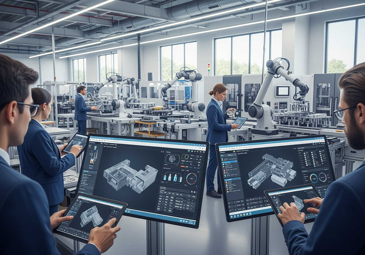 dynamic dashboard on a large screen in a factory - Custom manufacturing software
