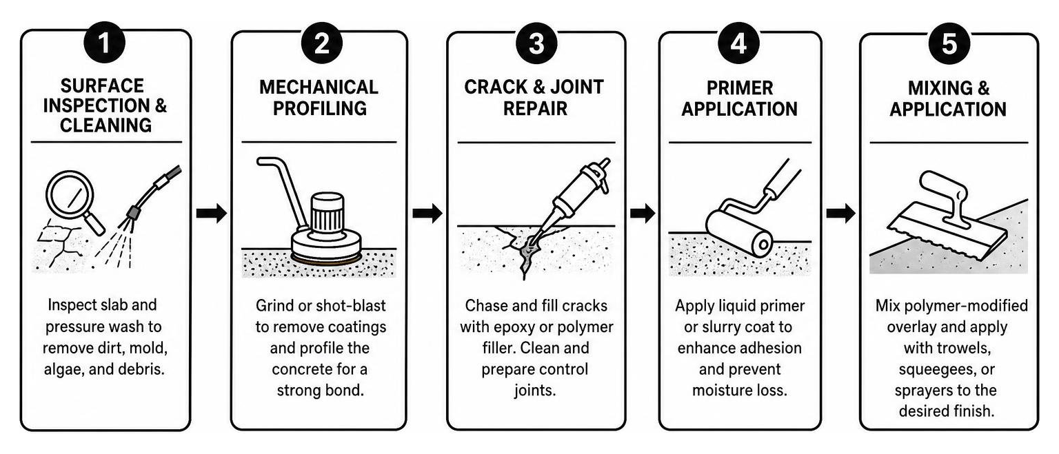 step-by-step concrete overlay installation and preparation process step-by-step concrete overlay installation and preparation process