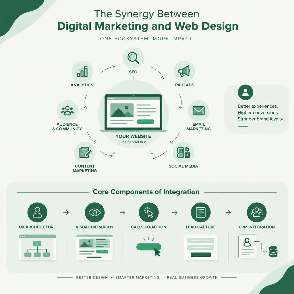explaining the digital marketing and web design ecosystem infographic