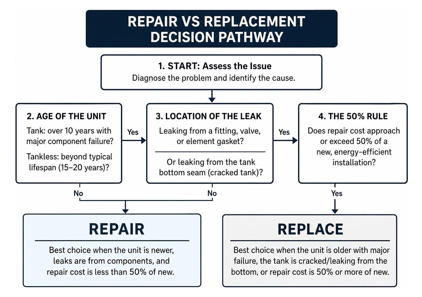 Repair vs replacement decision pathway Repair vs replacement decision pathway