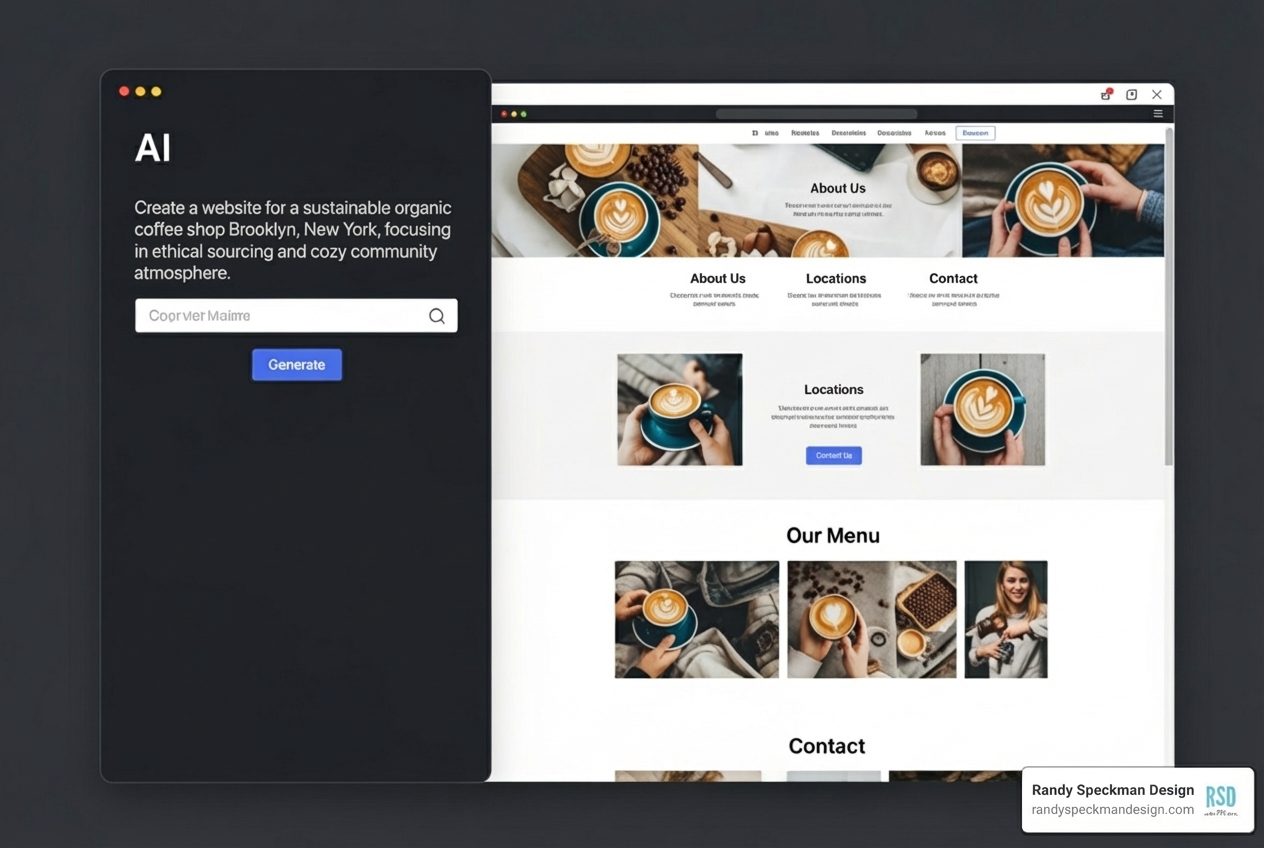 AI website builder interface with prompt and generated design - best website options for small business