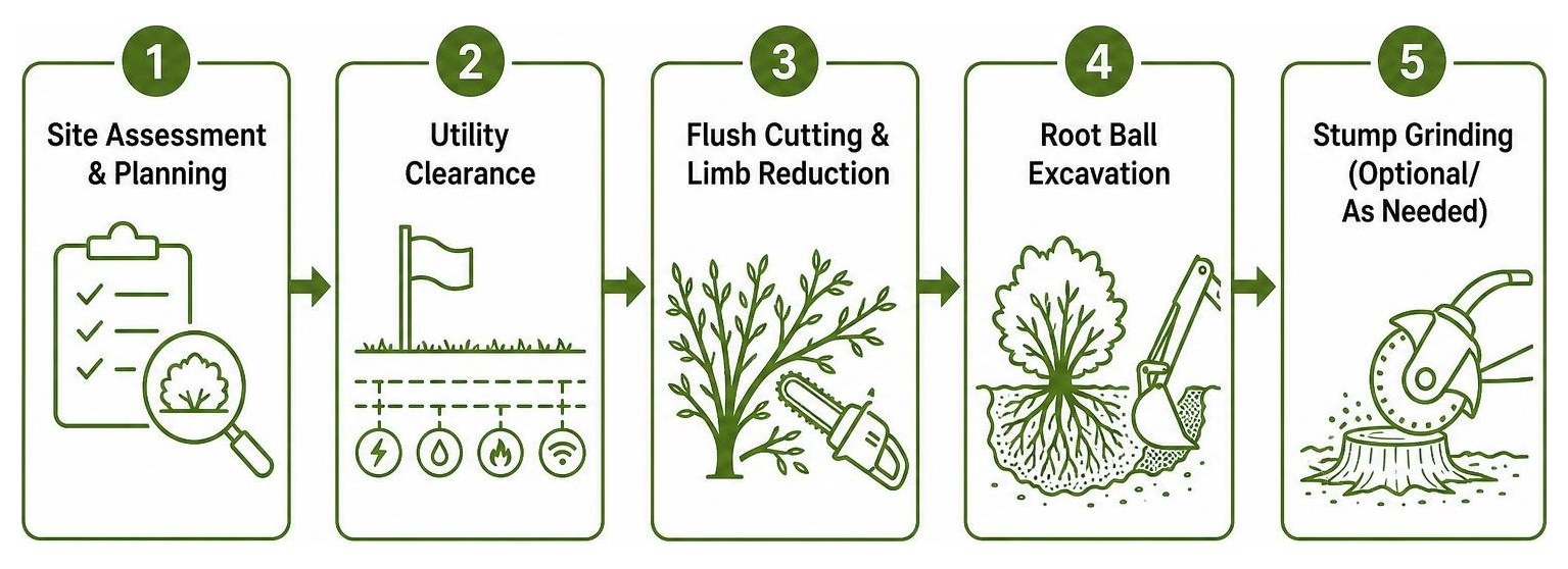 Step by step professional bush removal workflow