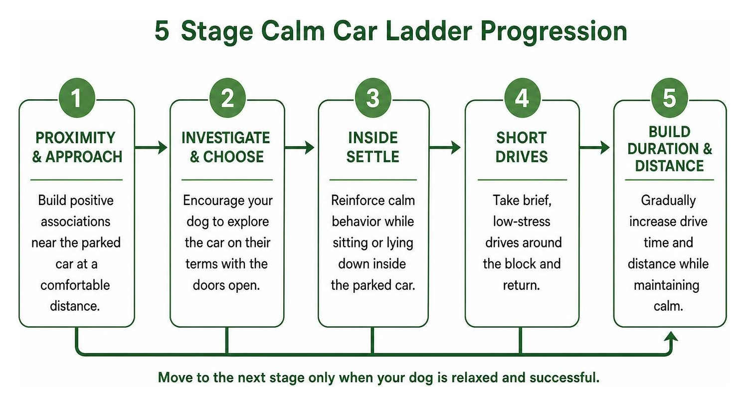 Diagram of the 5 stage calm car ladder progression Diagram of the 5 stage calm car ladder progression